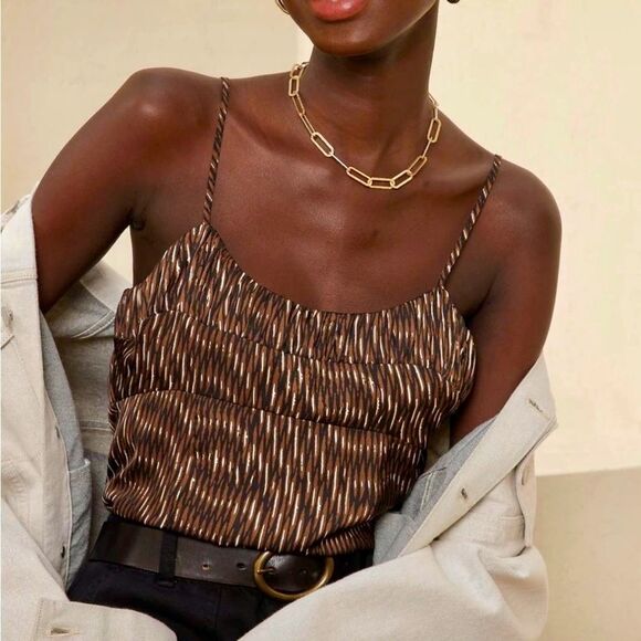 NWT Banana Republic Abstract Print Shirred Camisole Sz 8 - Picture 1 of 12